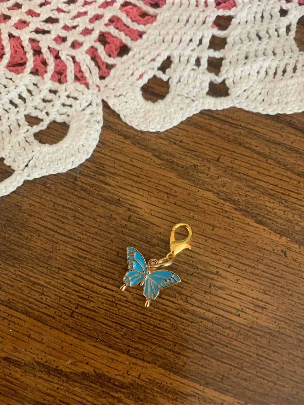 Gold Butterfly Charm with Turquoise Enamel